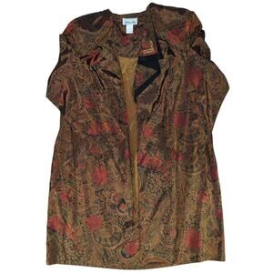 VTG Michael Blair Dress Jacket Set Womens 16W Paisley Metallic Trim 2 Piece USA